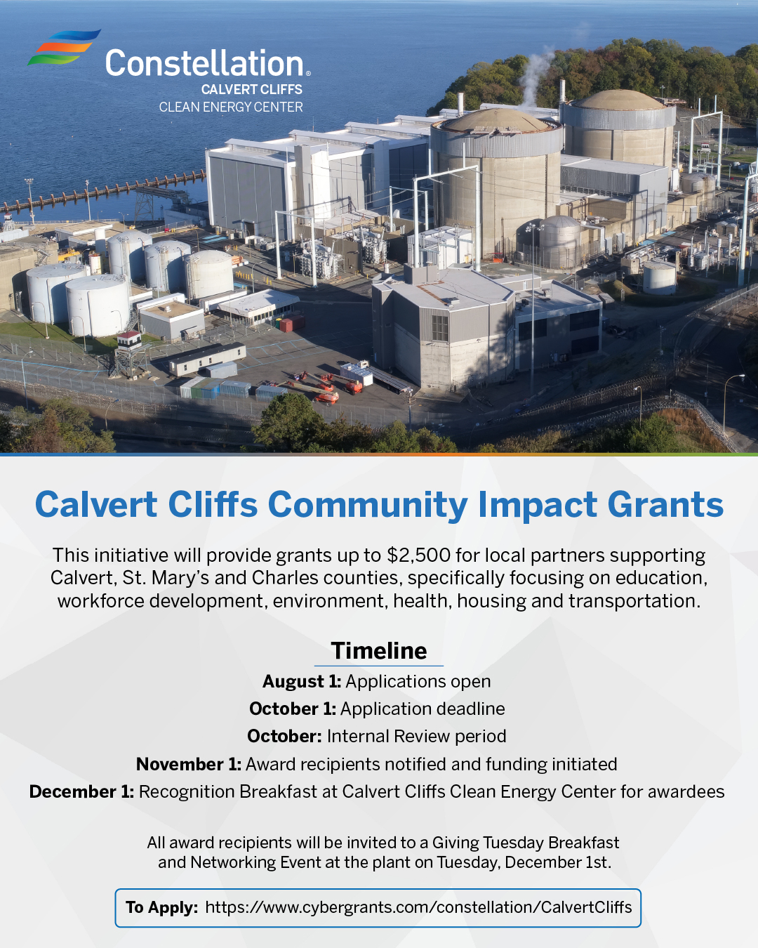 Calvert Cliffs Community Impact Grant Flyer