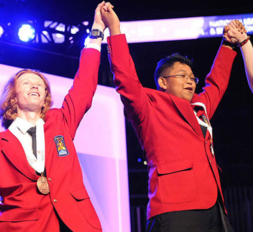 SkillsUSA event with people cheering