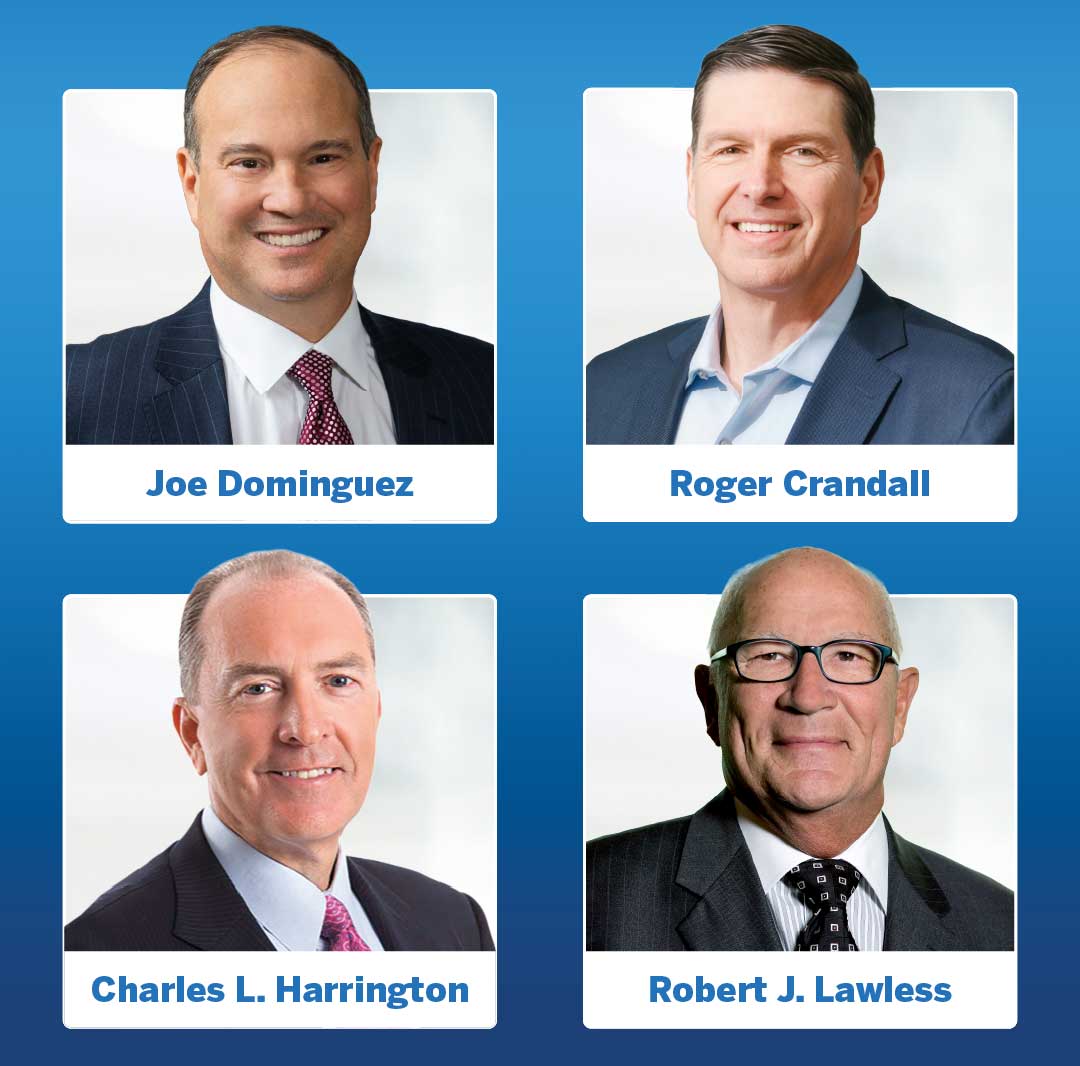 Headshots in 4-person grid showcasing Joe Domingquez, Roger Crandall, Charles L. Harrington and Robert J. Lawless