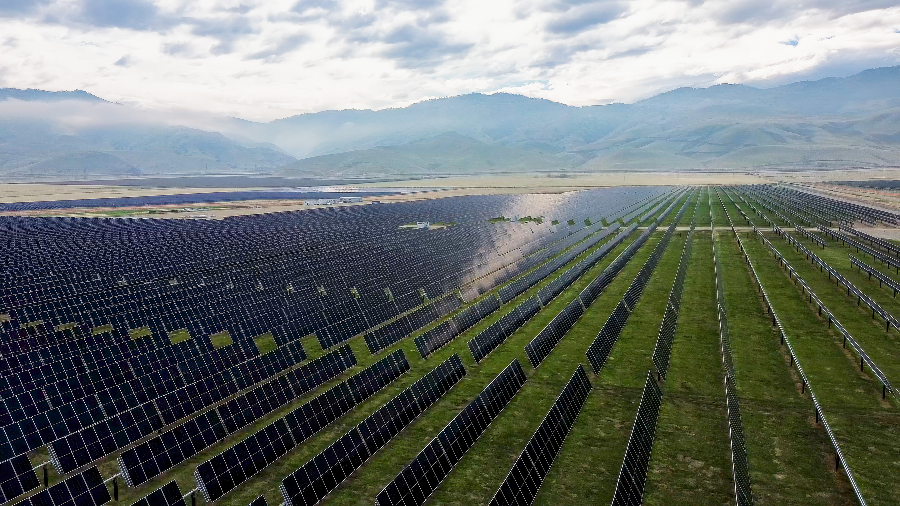 drone shot of solar panels at Constellation's Pastoria Solar Project