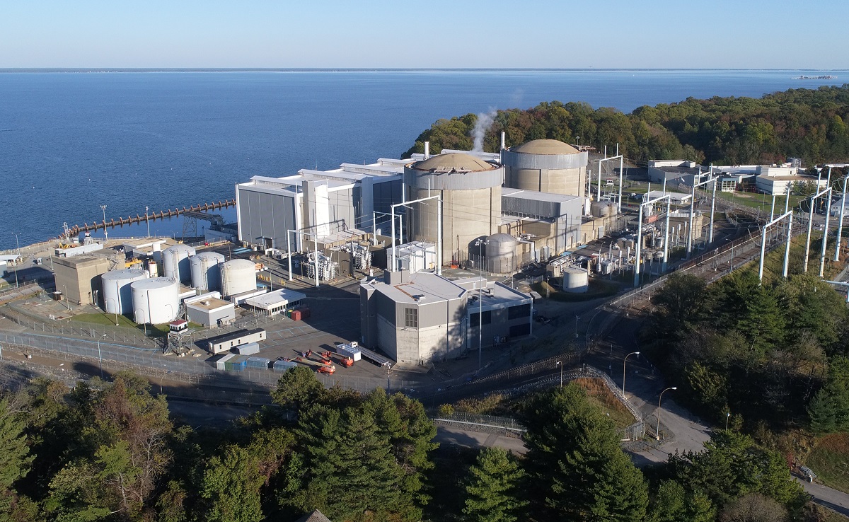 Drone shot of entire Calvert Cliffs facility