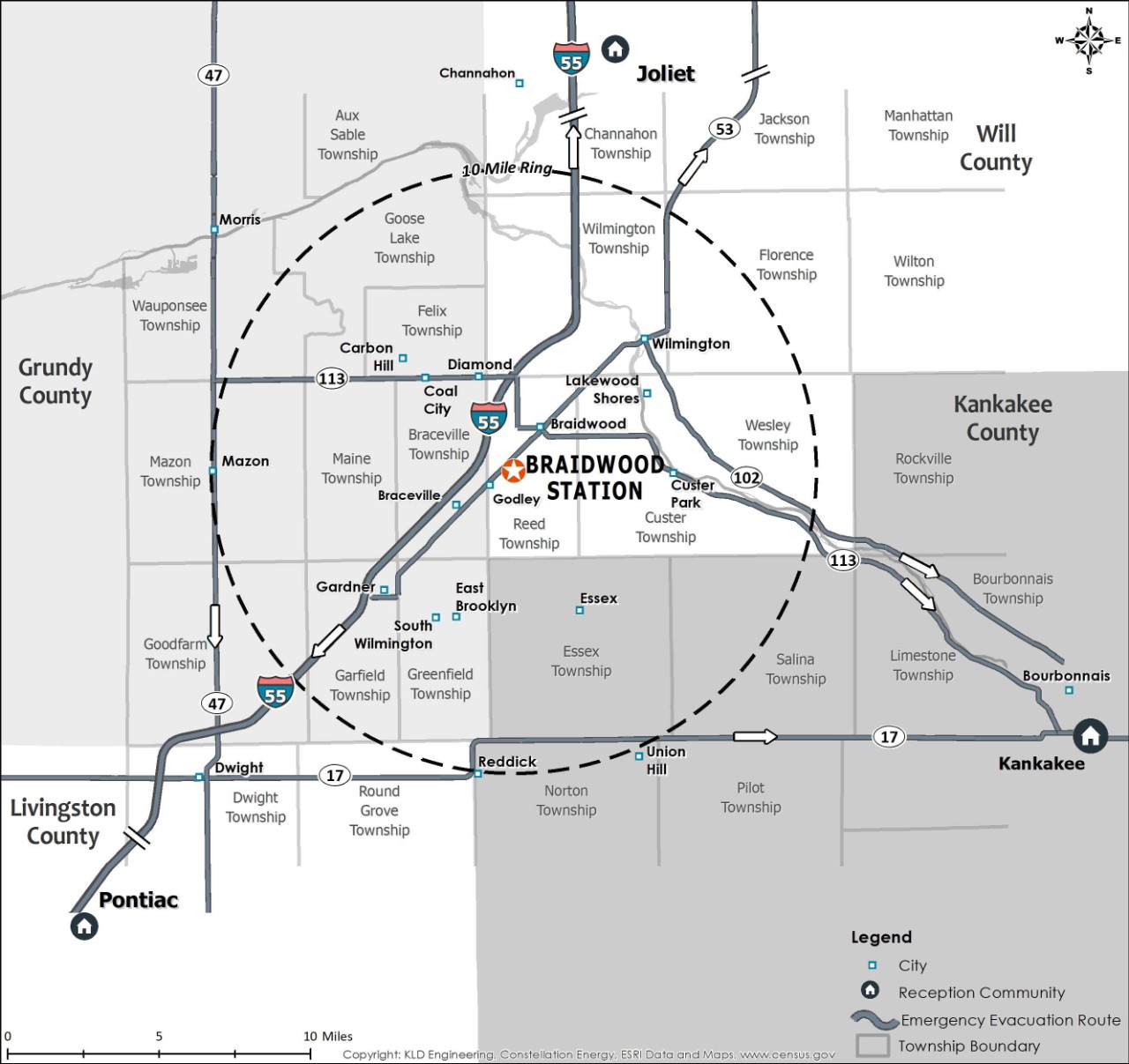Braidwood Clean Energy Center Evacuation Map