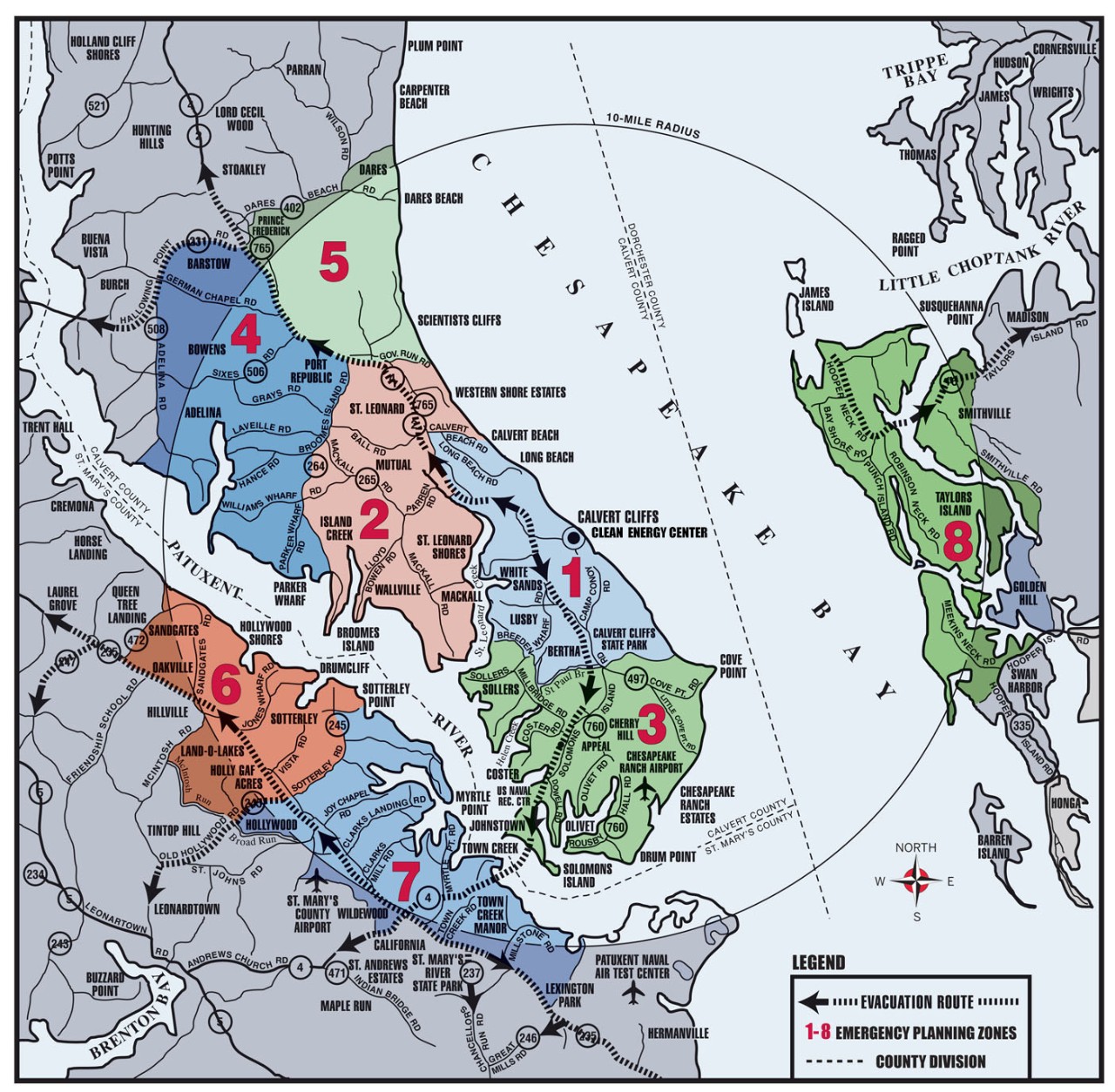 Calvert Cliffs Evacuation Map