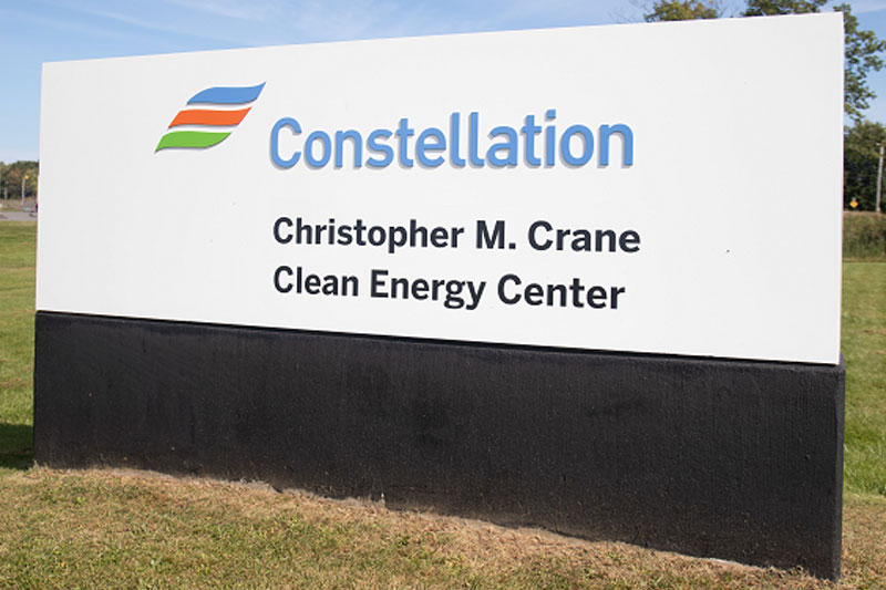 Crane clean energy center sign