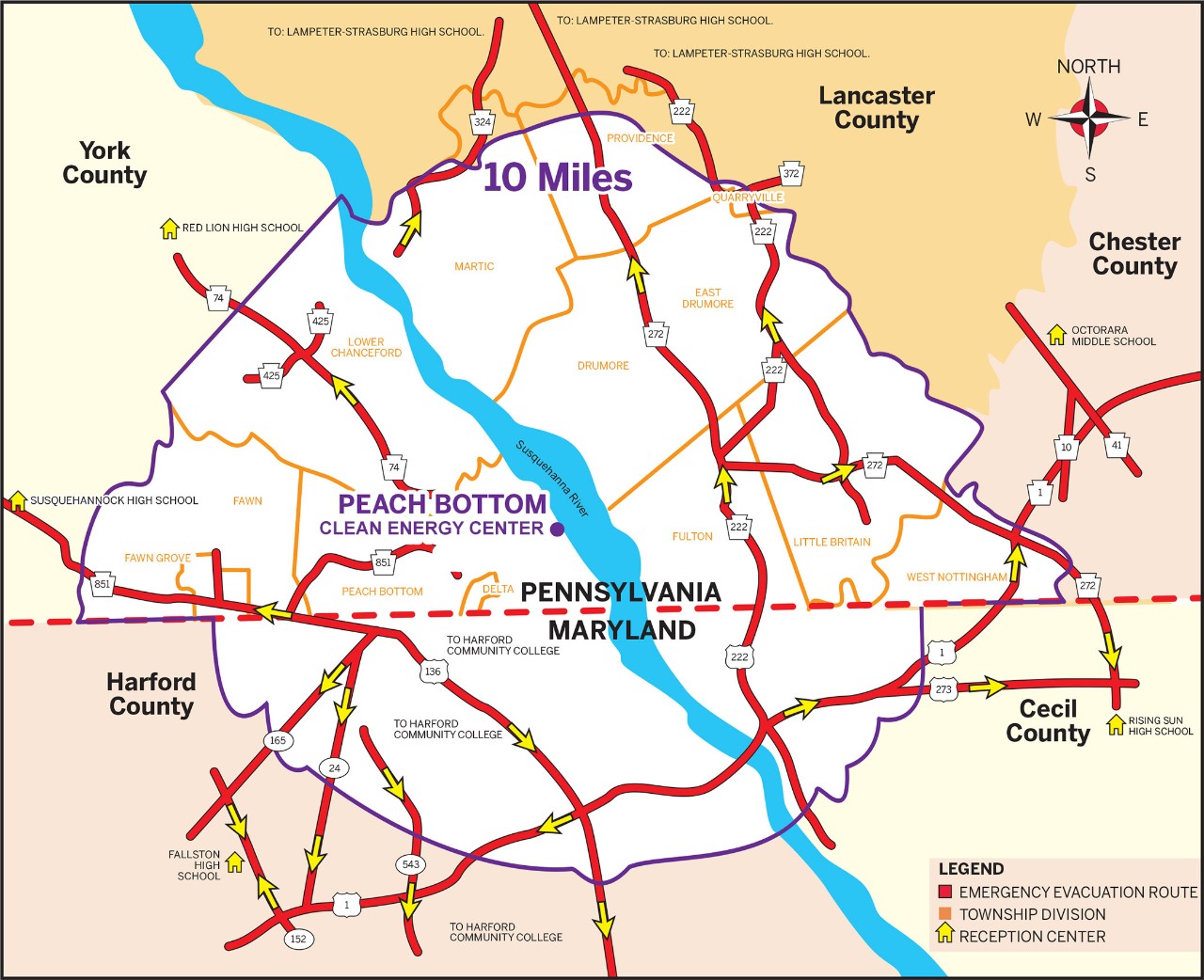 Peach Bottom Evacuation Map