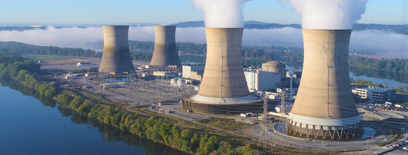 Drone shot of Three Mile Island